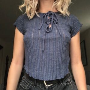 Blue/Grey Tie Up Top from Urban Outfitters